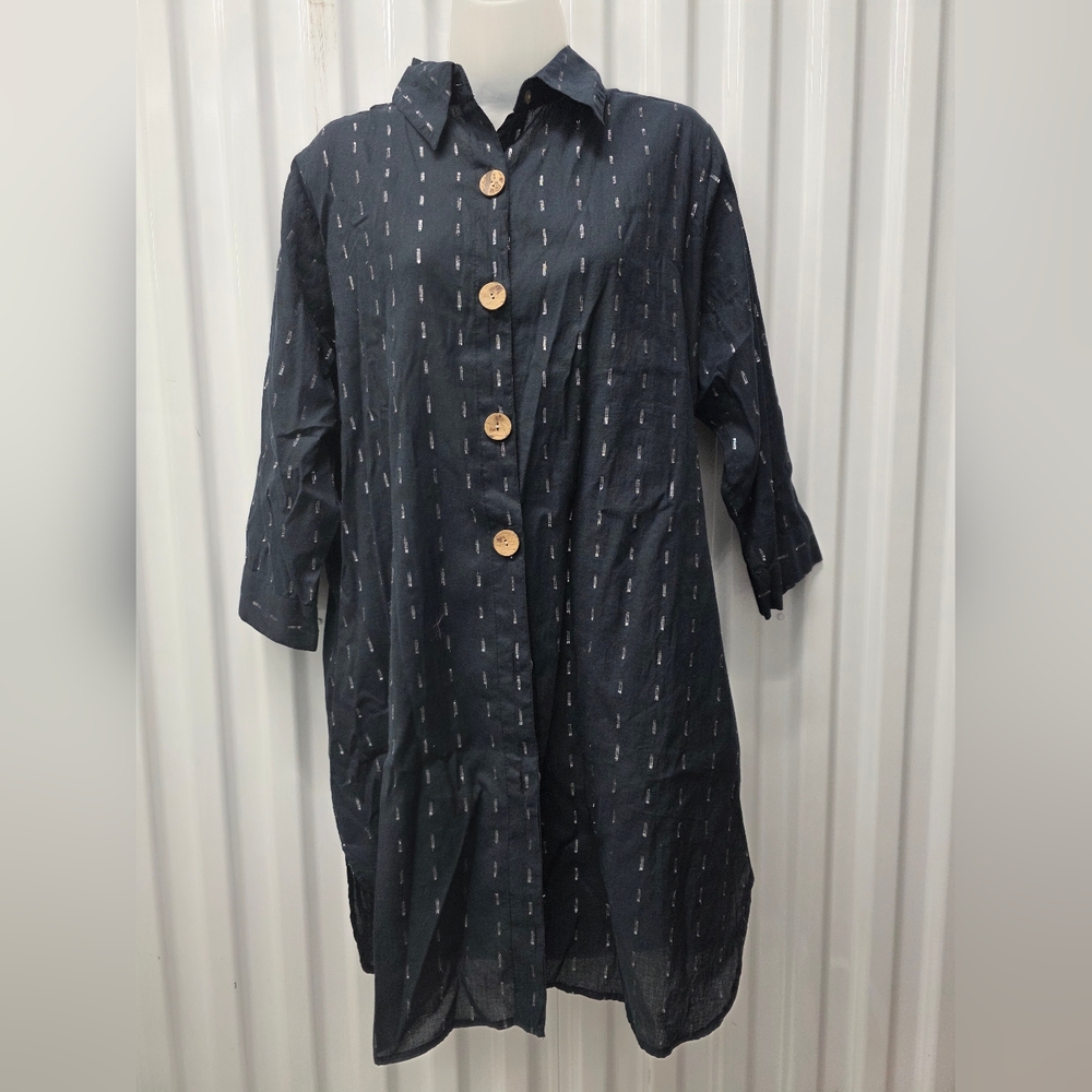Black Button-Up Shirt Dress